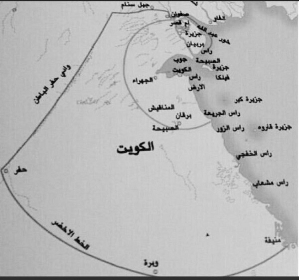 خريطة الكويت قبل التقسيم
