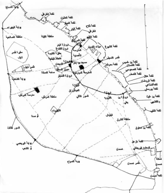 خريطة بوابات سور الكويت