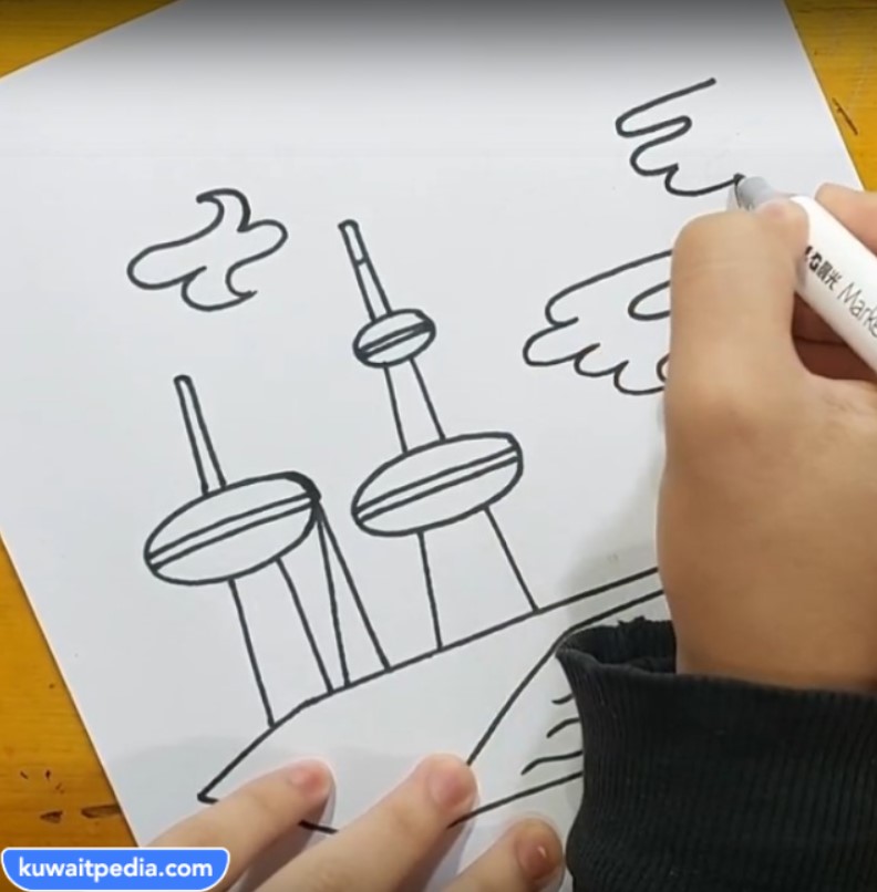 رسم أبراج الكويت للأطفال