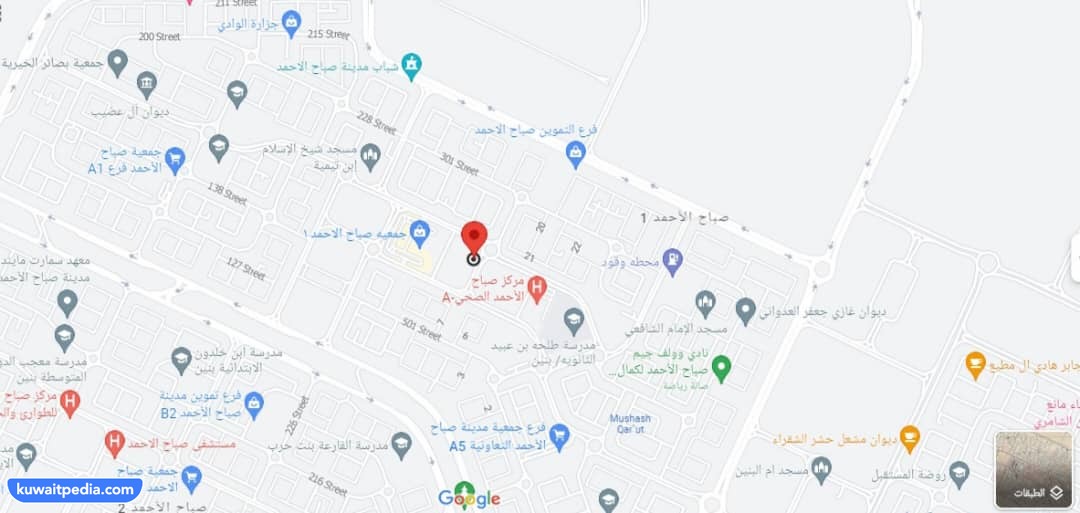 موقع مخفر شرطة صباح الاحمد في الكويت على جوجل ماب