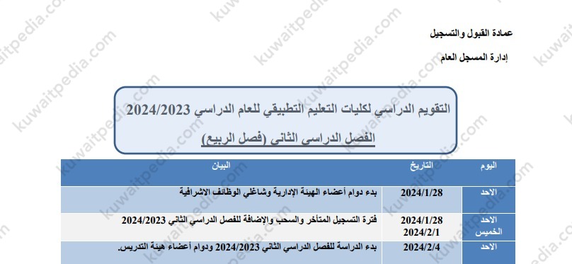 موعد نهاية تسجيل التطبيقي الكورس الثاني