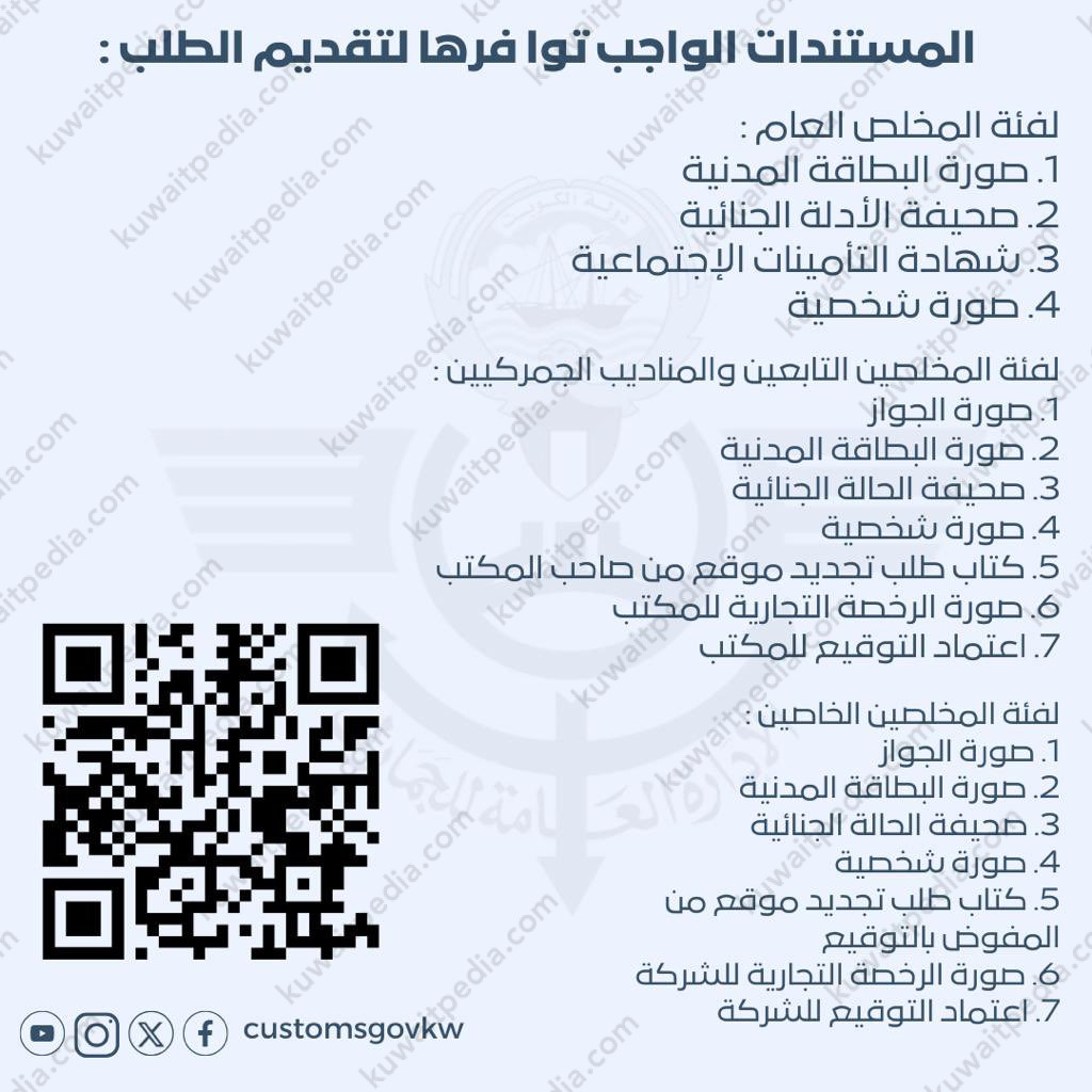 شروط تجديد هوية المخلص الجمركي في الكويت